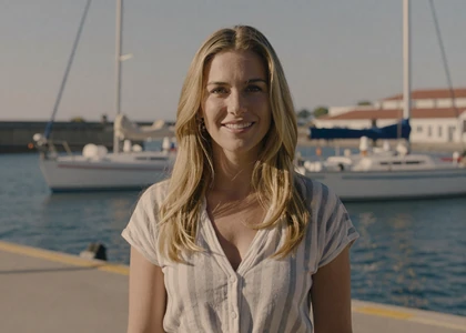 Woman on a navy waterfront on a sailor and navy dating site for military singles