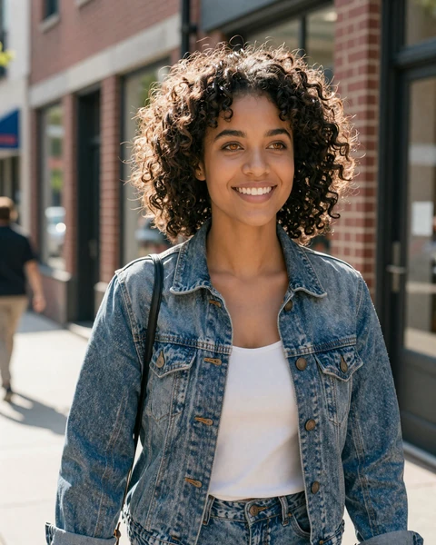 Verified mixed-ethnicity woman on a city walk looking for pilot singles dating with aviators