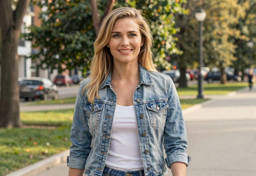 Woman walking in a park near a base town, one of the places where you can meet military singles