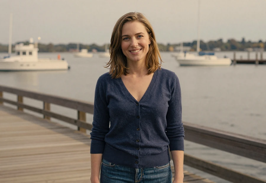 Woman on a waterfront boardwalk, reflecting the patience needed when dating a military officer with a demanding schedule